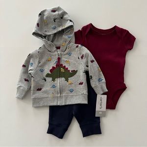 Carter’s Newborn Baby Boy Dinosaur Cardigan Bodysuit Pants Set Outfit